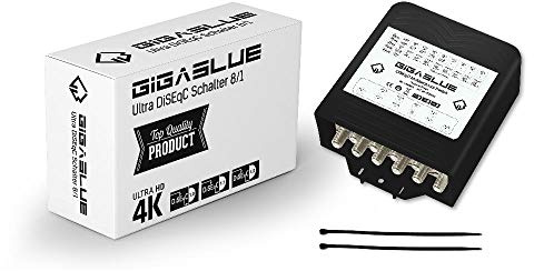 1x DiseqC Schalter Switch 8/1 mit Wetterschutzgehäuse GigaBlue Ultra DiSEqC Schalter 8X SAT LNB 1 x Teilnehmer/Receiver für Full HDTV 3D 4K UHD 2X Kabelbinder