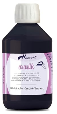 H Dupont ARASILK DU0170250100C - Peinture Sur Soie Noir profond N°100 - Pot 250 ml - couleurs pigmentées de qualité supérieure - Idéal pour les débutants