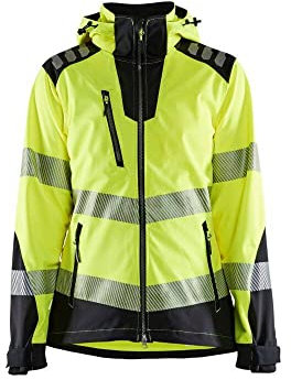 BLAKLADER Damen Jacke mit hoher Sichtbarkeit aus Softshell Softshelljacke, Gelb/Schwarz, XS