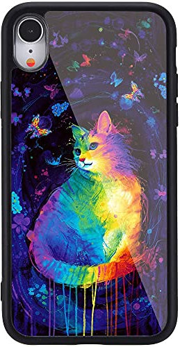 MAYCARI for iPhone X/iPhone Xs Case Cute Cat Pattern Design Hard Back Case with Soft TPU Bumper for Girls Children Women Protective Phone Case for iPhone X/iPhone Xs