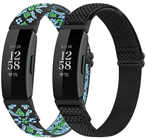 SHIJZWD Verstellbares, elastisches Uhrenarmband, kompatibel mit Fitbit Inspire 3/Inspire HR/Fitbit Ace 3, weiches, atmungsaktives Nylon-Sportband, dehnbares Ersatzarmband für Damen und Herren