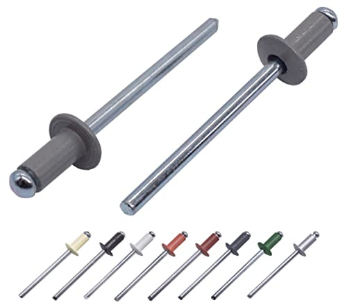 Marcopol (100 Stück) Lackierte Blindnieten 4,0 x 8 mm, Kuppelkopf, DIN 7337, Aluminiumniete und Stahldorn, Popnieten (100, staubgrau RAL 7037)