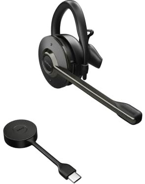 Jabra Engage 55 Schnurloses, Convertibles Headset mit EarHook, Kopf- und Nackenbügel und Link 400 USB-C DECT-Adapter - Mikrofon mit Geräuschunterdrückung, Gehörschutz - UC kompatibel - Schwarz