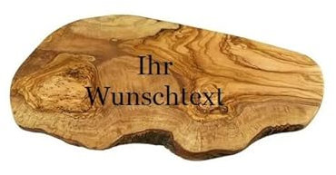 Schneidebrett aus Olivenholz mit rustikalem Rand, Servierbrett als Geschenk für die Küchenfee, den Hobbykoch, Küchenchef, persönliche Wunschgravur möglich (30-34 cm inkl. Gravur)
