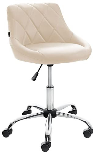 CLP Arbeitshocker Lazio I Kunstleder Oder Stoff I Höhenverstellbarer Arbeitsstuhl I Rollbar, Farbe:Creme, Material:Kunstleder