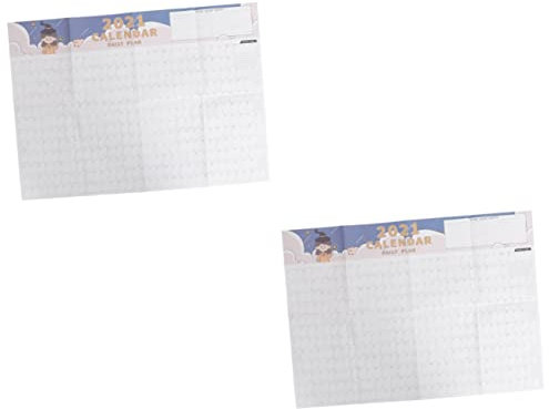 PLAFOPE 2 Stück Kalender 2021 Memo-kalender 2021 Tagesplanliste Wandkalender Ganzjahreskalender Für Studenten Erwachsene Jungen Und Mädchen
