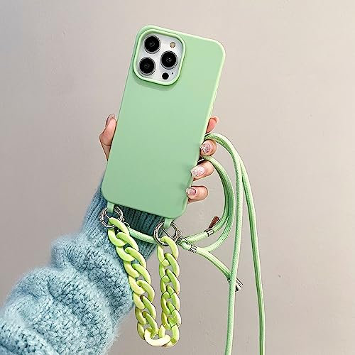 Rokmym Mobile Phone Chain Case for iPhone 12 with Bracelet, Necklace Mobile Phone Case with Adjustable Lanyard, Stylish Shockproof TPU Silicone Case, Protective Case with Strap Case for iPhone 12,