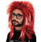 MIVAIUN Perücke Männer Rot Vokuhila 70er 80er Mottoparty Rockstar Bad Taste Party Proll Halloween Kostüm Party Beweig Perücken Party Cosplay Schwarz Rot Perücke Disco Hippie(Rot)