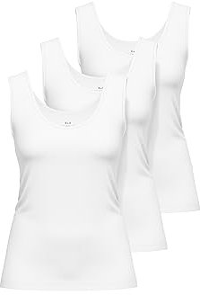 Götzburg Damen 3er Pack Basic Baumwoll-Top, Unterhemd, Achselhemd mit Breiten Trägern & Rundhalsausschnitt 40