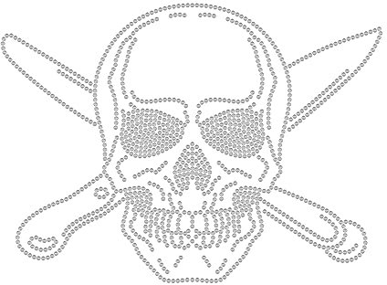 SUPERDANT Totenkopf Strassstein Hotfix Transfer Aufkleber Zum Aufbügeln Halloween Skelett Pirat Wärmeübertragungsapplikation Halloween Kostüm Dekoration Für Hut Jacke Kleidung DIY Zubehör