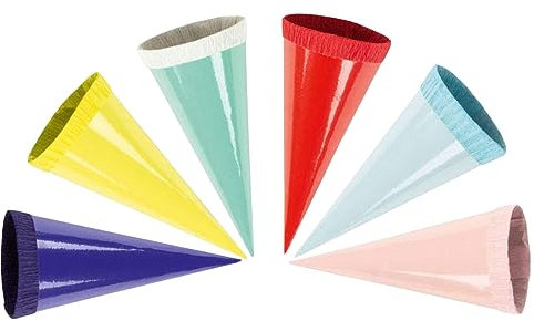 Luxtor Schultüte 12 cm - rund - Geschenktüte klein Dekoration Zuckertüte Deko für Schulanfang Dekotüten 12cm (12 STK. Schultüte)