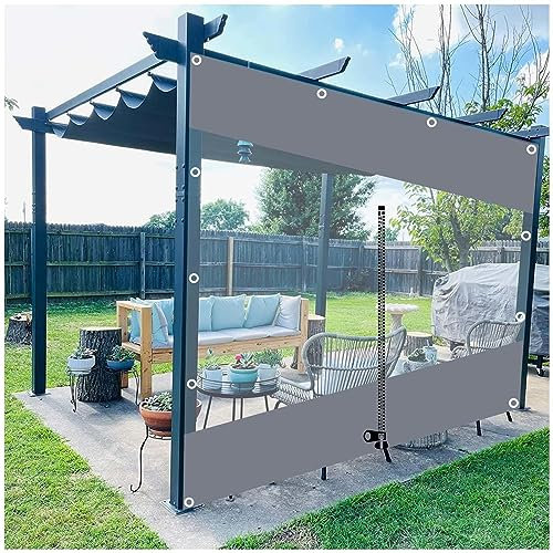 Outdoor Waterproof Tarpaulin Side Panels, 0.3mm Clear Pvc Tarp Curtains With Zip, Pergola Gazebo Patio Porch Tarpaulin Side Panels, Transparent Partition Rain Curtains,LxH-3x2.2m/9.8 * 7.2ft