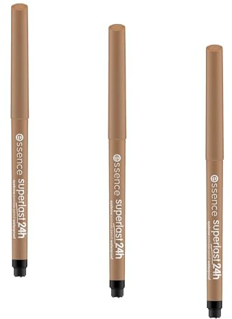 essence SUPERLAST 24h eyebrow pomade pencil waterproof, Eye Pencil, Augenbrauenstift, 24 Stunden Halt, Nr. 10 blonde, nude, vegan, wasserfest, Mikroplastik Partikel frei (0,31g) (Packung mit 3)