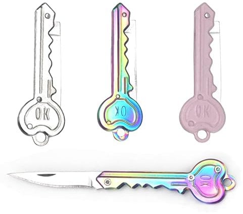 NOLACE Multifunktionswerkzeug 3 Schlüsselanhänger Messer Schlüssel Schlüsselmesser Mini-Messer kleines Taschenmesser in Schlüsselform geeignet als Brieföffner oder Paketmesser