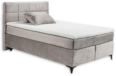 Stella Trading NAVARRA 6 Boxspringbett 140x200, Silber - Bequemes Doppelbett mit 7-Zonen-Federkern Matratze & Kaltschaum Topper - 143 x 113 x 210 cm (B/H/T)