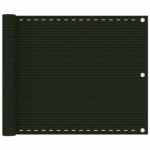 Hovothy Paravento da Balcone 75x500 cm Frangivento Balcone Ringhiera Telo Privacy Giardino Telo Frangivista Telo Oscurante Protezione Copertura Balcone in HDPE Verde Scuro