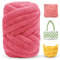 LEREATI Fettuccia per Borse a Uncinetto, Filato Gigante 500g Filato di Lana Morbida Chunky Yarn Tubolare, Gomitoli Lana Grossa per Coperte a Mano, Animali Domestici, Letto (Rosso Anguria)