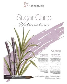 Hahnemühle Sugar Cane Watercolour, Aquarellpapier aus Zuckerrohr, 290 g/m², naturweiß, 12 Blatt (DIN A4)