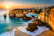 Poster-Bild 90 x 60 cm: Blick auf den Sonnenuntergang der Zwölf Apostel in Lagos, Portugal. (211599135)