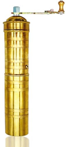 Handmade Brass Manual Coffee Grinder Large Pepper Mill With Handle Proper For Fresh Coffee Bean Peppercorn Grinder Brass Handle Crank With Giant Fine Refillable Grind For Flavor At Home Turkish Style