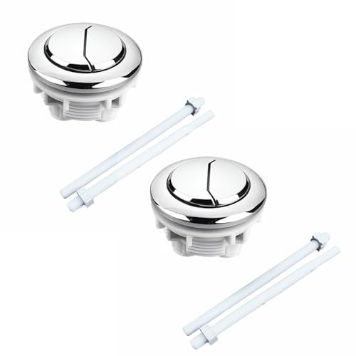 WC-Drucktaste, 2 Stück, runder Kopf, Toilettenspülkasten, Ersatzteile für Badezimmer-WC-Reparatur und Upgrade (geeignet für Lochgröße 48 mm - 54 mm)