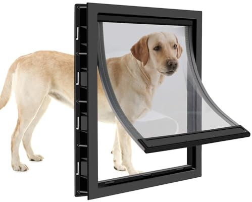 RUYICZB Große Hundeklappe Mit Weicher, Transparenter Magnetklappe Und Einrastbarer Verschlussplatte, Premium-Haustür Aus PVC-Kunststoff Für Große Hunde,Schwarz,XL