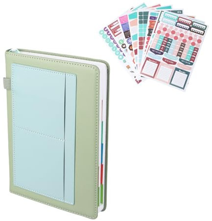 2024-2025 Tagesplaner A5, 200 Blätter (400 Seite), 1 Tag 1 Seite, Terminkalender mit 8 Aufkleber, Monatliche Tabs, Stift Schleife Lederabdeckung, Kalenderbuch Notizbuch Planer Studenten Work(Grün)