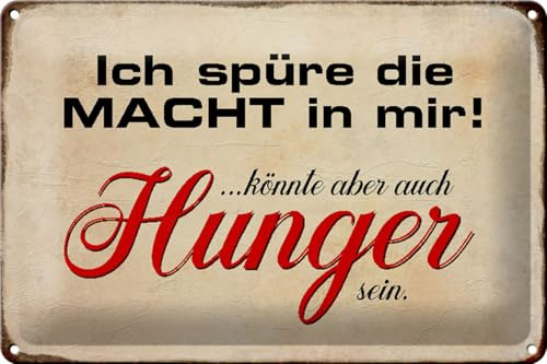 Schild Blech 30x20cm - Made in Germany - Spruch spüre Macht in mir könnte Hunger Metall Deko Blechschild