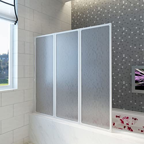 Tidyard Pare Baignoire à 3 Volets Rétractables 117 x 120 cm, Pare-Baignoire Paroi de Douche, Écran de Douche Fermeture de Baignoire Mur Panneau de Douche pour Salle de Bain