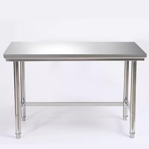 MTSYXYM Edelstahl Arbeitsplatte,Küche Edelstahltisch,Edelstahl Tisch Outdoor,Starke Tragfähigkeit, gebürstetes Verfahren, höhere Stabilität, verstellbare Füße,Für Garage, Haus, Lager.