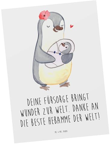 Mr. & Mrs. Panda Postkarte Beste Hebamme - Geschenk, Hebammen-Würdigungen, Danke sagen, Dankbarkeit an, Ansichtskarte, Ansichtskarten, Bedanken, Geburt, Fotokarte, Wertschätzung, Liebe, Hebammenhelden