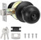 sourcing map Privacy Door Knob, Round Shape Door Knobs, Zinc Alloy Door Knob, Modern Design Door Hardware, Interior/Exterior Door Knob for Bedroom and Bathroom, Easy Installation, Matte Black