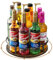 Nuovoware Support Rotatif 9 Bouteilles Sirop Café, Support en Acier au Carbone avec Base en Bois Support pour Bouteilles de Sirop de Café pour Sirops Aromatisés Thermos Liquor de Table, Marron+Noir