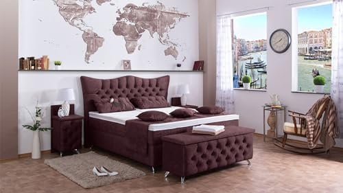 Boxspringbett Rixi 240x220, DS-Brombeere, 7-Zohnen Taschenfederkernmatratze, Ergoflex - Inklusive Aufbau - Deutscher Hersteller