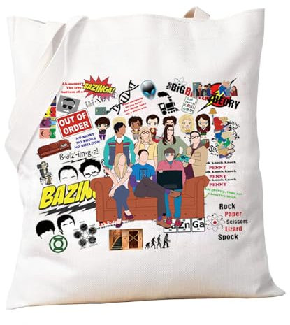PXTIDY Big Bang Group Tote Bag Tv Show Character Shoulder Bag Theory TBBT Sitcom TV Show Merch Sheldon Cooper Fans Gifts
