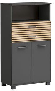 Schildmeyer Highboard Katta 158586, anthrazit/Akustikpaneel Optik, 59,8 x 32,6 x 110,5 cm