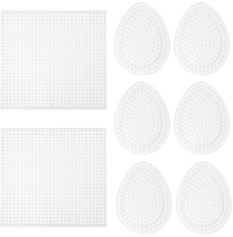 UOCAI 8 Stück 5mm Bügelperlen Platten,6 Stück Bügelperlen Schablonen 9x7cm und 2 Stück Buegelperlenplatten 14.5 * 14.5cm,Bügelperlen Steckplatten,Bügelperlen Stiftplatten für Kinder DIY Bastelperlen