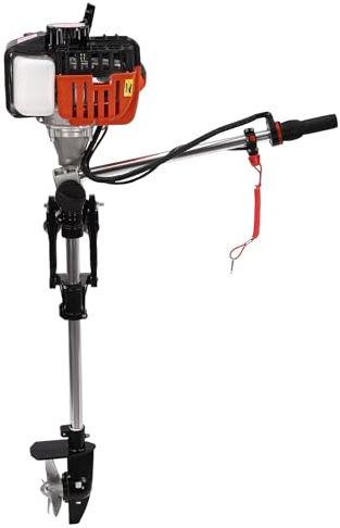 2.5 PS Aussenborder Außenborder Außenbordmotor Trolling Motor 2 Takt Bootsmotor Luftkühlung 3-Blatt Propeller für Boote bis 3m mit Gemischtem Öl Manuelle Steuerung 8500 U/min
