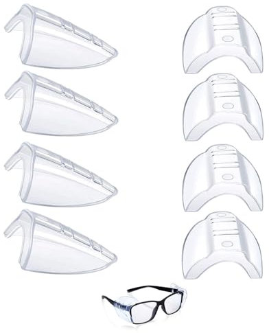 gvivej Brillen Seitenschutz, 4 Paar Schutzbrillen Seitenschilder, Seitenschutz für Brillen, Flexibler Aufsteck Seitenschutz für kleine bis Mittlere Brillen, Transparent