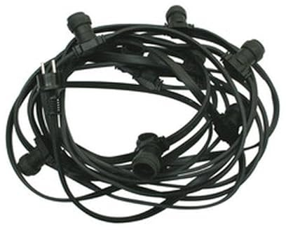 Brightium 20 m lange schwarze Lichterkette mit 20 E27-Sockeln, IP65, ideal für die Dekoration im Freien und Veranstaltungen im Freien.