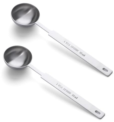 2 PCS 15ml Tablespoon Measuring Spoon, Stainless Steel Table Spoon Measuring Scoop Long Handle Tablespoon Scoop for Ground Coffee, Coffee Brewing, Milk Brewing (7.1 Inches)