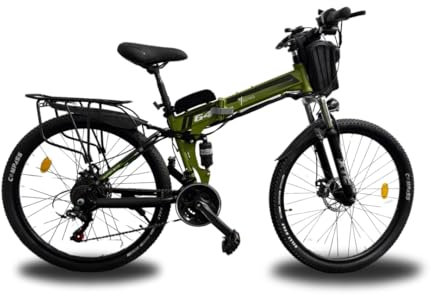 yasyas 26 Folding Electric Mountain Bike, 250W Motor, 36V Battery,G4 Army Green