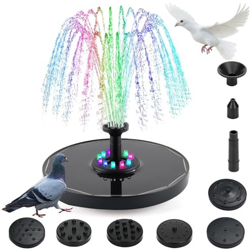 Fancysky Solar Fountain, 1.5W Solar Pump for Pond, Outdoor Garden Solar Fountain, with 8 Nozzle Effects for Pond, Pool, Fish Pot and Bird Bath (A)
