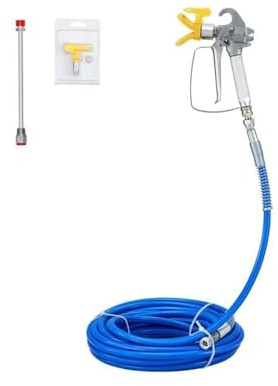 Paint Sprayer, Airless Paint Spray Hose Kit 50ft 3600 psi High Pressure Fiber Tube with 8 inch Rod Pole Including 517 Tip and Tip Guard