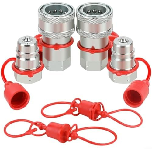 ISO7241-A Ensemble de raccords hydrauliques à connexion rapide en acier au carbone avec bouchon anti-poussière NPT 1/2 1/4 3/8 pour l'industrie de la construction agricole (NPT1/2)