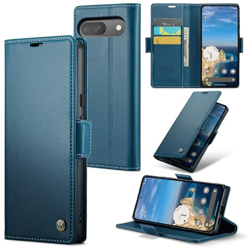 Phernykas Handyhülle für Google Pixel 10 Hülle, Google Pixel 10 Pro Hülle, Magnetische Klapphülle mit kartenfach und Standfunktion Schutzhülle Lederhülle Flip Book Case (Blau)