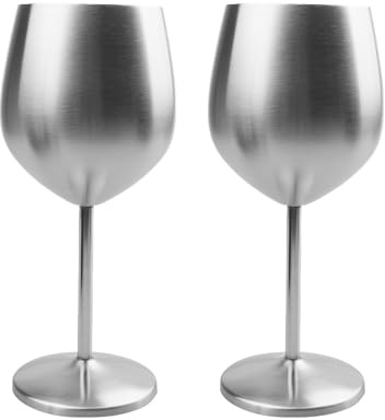 Cocktailgläser aus Edelstahl, Weingläser 2er Set, 500ml Rotweingläser mit Stiel, Bruchsichere Weinkelche, Rotweinglas, Weinprobe-Gläser, für Cocktails Whiskey Biergläser, für Outdoor, Camping, Reisen