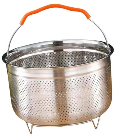 OSALADI Panier Vapeur en Acier Inoxydable 6L avec Poignée Amovible Support Vapeur Réutilisable pour Cuiseur à Riz Électrique Cuisson Homogène pour Légumes et Aliments