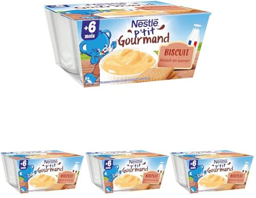 Nestlé Bébé - P'tit Gourmand Biscuit - Laitage dès 6 mois - 4 x 100g (Lot de 4)