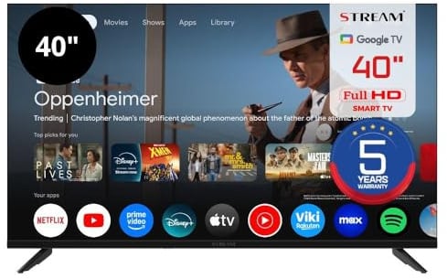 Stream System - Google TV Smart 40, FullHD, HDR10, Frameless (senza cornice), Assistente Google, Chromecast integrato, 5 anni di garanzia - Modello S40EX1GF (2026)